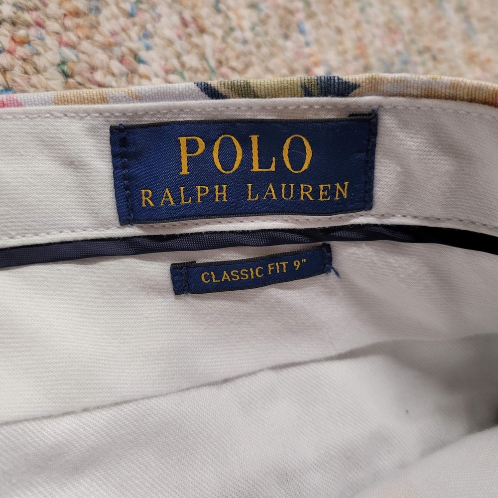 Polo Ralph Lauren Shorts Mens 33 Blue Floral Classic Fit Linen Blend Tropical - Picture 7 of 11
